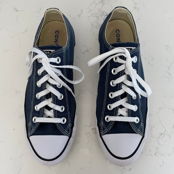 Converse All Star Casual Lo Cut Lace Up Textile Sneakers Blue+Wht 10W/8M Unisex - Picture 2 of 15